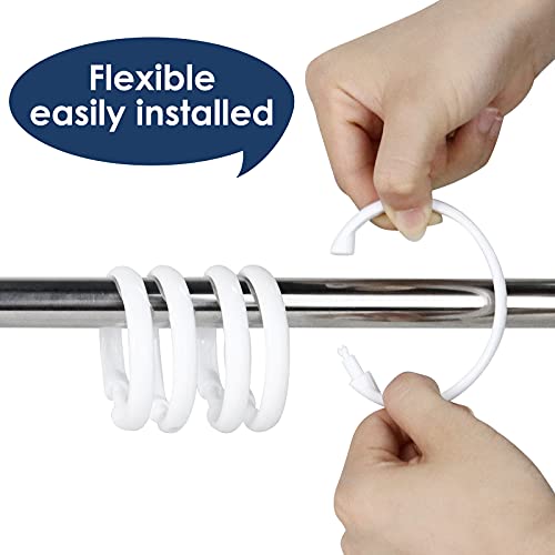 12 Packs Circular Shower Curtain Rings, Plastic Curtain O Rings Hooks for Bathroom, Glide Easily on Bathroom Shower Rod (White) - color: White