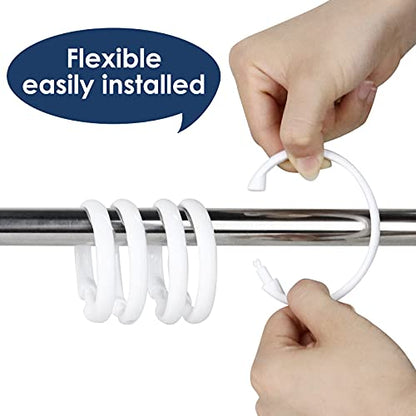 12 Packs Circular Shower Curtain Rings, Plastic Curtain O Rings Hooks for Bathroom, Glide Easily on Bathroom Shower Rod (White) - color: White
