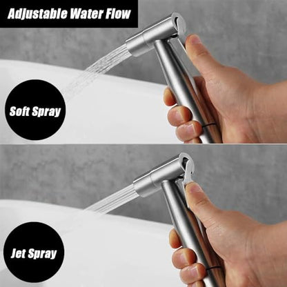 Handheld Bidet Sprayer for Toilet, Stainless Steel Bidet Head for Cloth Diaper, Pet Shower, Kitchen Cleaning, Personal Hygiene, G1/2 Hose Connectors - color: silvery sprayer head