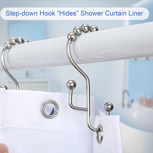 Shower Curtain Rings, SUTINE Double Shower Curtain Hooks, Rust-Resistant Stainless Steel Shower Curtain Rings, Easy Sliding Metal Shower Hooks for Shower Curtains & Liners, 12pcs-Matte Nickel - color: Matte Nickel