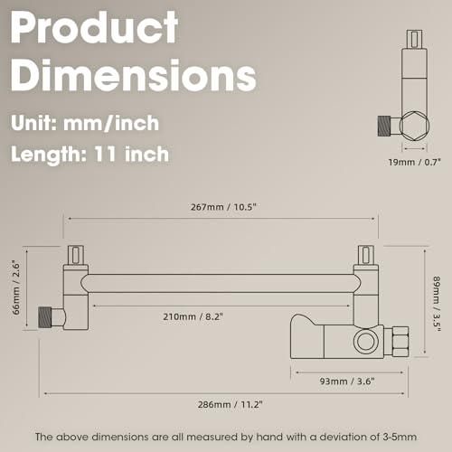TRUSTMI Shower Arm Diverter, Adjustable High Rise or Lower Shower Head, 10 Inch Extension, Brushed Nickel - color: Brushed Nickel