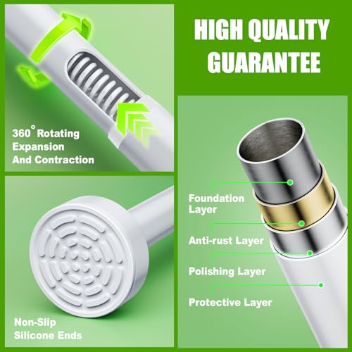 Ausemku Shower Curtain Rod - 32-68 Inch Rustproof Tension Rod, Non-Slip Spring Design, No Drilling Adjustable Curtain Rod for Bathroom, Kitchen, and Closet（White） - color: White, size: 32-68 IN