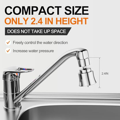 Metal Swivel Sink Faucet Aerator/Extender | 360° Swivel Faucet Sprayer Nozzle for Kitchen Bathroom, Dual Modes Sink Sprayer Attachment, Anti-clogging Design, Silver - color: Chrome