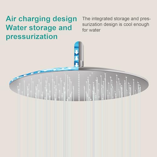 All Metal Rain Shower Head - Heavy Duty Stainless Steel, Easy Install, High Water Flow, Ultra-Thin Modern Design for Bathroom (Brushed Nickel, 16) - color: Brushed Nickel, size: 16