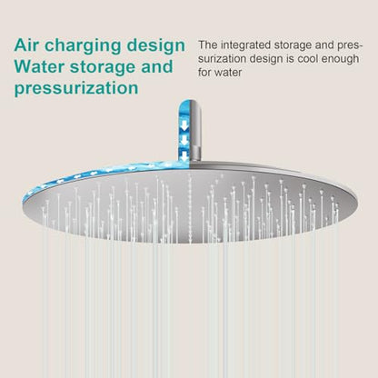 All Metal Rain Shower Head - Heavy Duty Stainless Steel, Easy Install, High Water Flow, Ultra-Thin Modern Design for Bathroom (Brushed Nickel, 16) - color: Brushed Nickel, size: 16