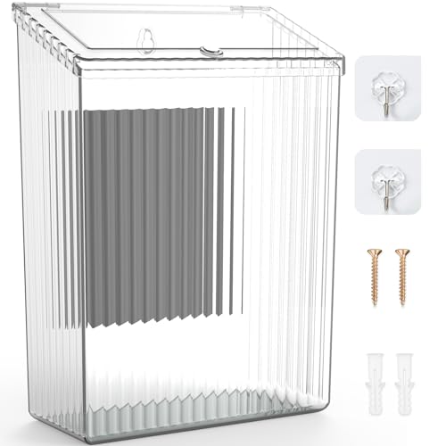 Sealegend Magnetic Trash Can with Lid, Space Saving Lint Bin Clear | Wastebasket for Kitchen, Refrigerator, Cabinet, Bathroom & Laundry Room - color: Clear