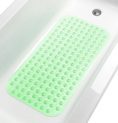Large Non-Slip Bathtub & Shower Mat 31 inch x16 inch (Smooth/Non-Textured Tubs Only) Safe, Clean, Machine-Washable, Superior Grip&Drainage, Vinyl, Transparent Light Green, Medium - color: Transparent Light Green, size: Large (31"x16")