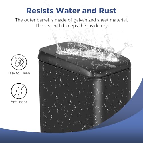 BestOffice | 1.3G Stainless Steel Trash Can with Lid | Black | Pack of 1 | Removable Inner Bucket, Soft-Close Step Pedal | Hands-Free Use | Easy to Clean | for Kitchen, Office, Bathroom - color: Black