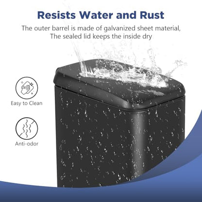 BestOffice | 1.3G Stainless Steel Trash Can with Lid | Black | Pack of 1 | Removable Inner Bucket, Soft-Close Step Pedal | Hands-Free Use | Easy to Clean | for Kitchen, Office, Bathroom - color: Black