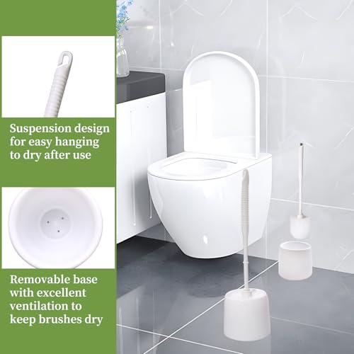 14 Sets Toilet Brush and Holder Set 14.57 Height Bathroom Cleaning Brush with Caddy, Toilet Bowl Scrubber for Deep Cleaning(White)