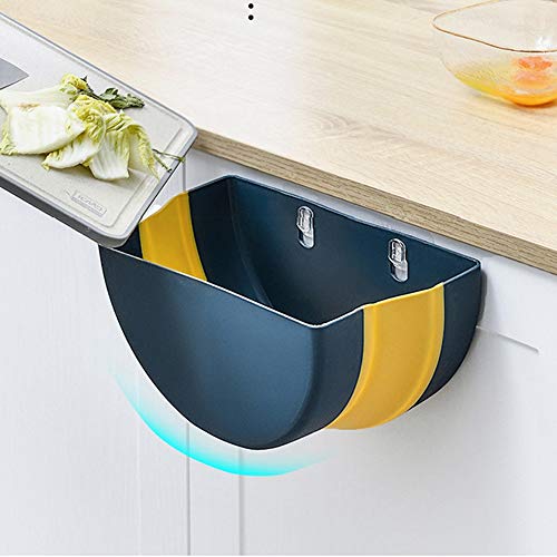 Hanging Trash Can, Garbage Can Trash Bin Folding Trash Can Collapsible Waste Basket Wall Mounted Trash Can for Kitchen Bathroom(Green)