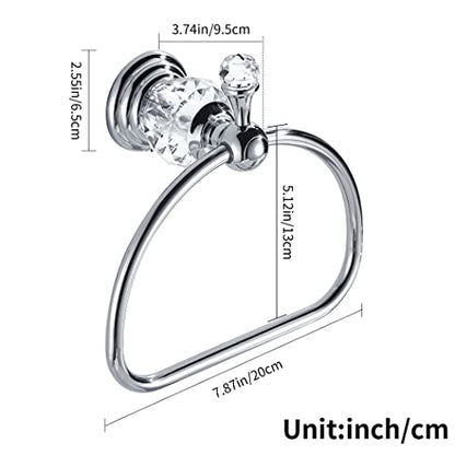 WOLIBEER Towel Ring,Crystal Hand Towel Holder,Round Towel Ring for Bathroom Wall Mounted Towel Hanger Bling Bathroom Accessories - size: Half-Round