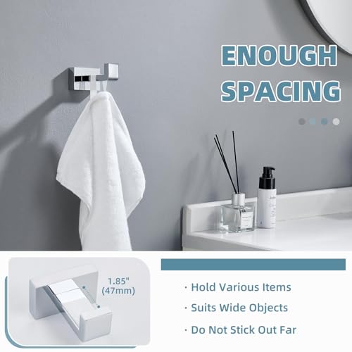 Suyar Bathroom Towel Hook Chrome, Coat Robe Holder, Wall Hook | SUS304 Stainless Steel, Screw Mount - color: Chrome