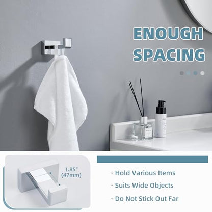 Suyar Bathroom Towel Hook Chrome, Coat Robe Holder, Wall Hook | SUS304 Stainless Steel, Screw Mount - color: Chrome