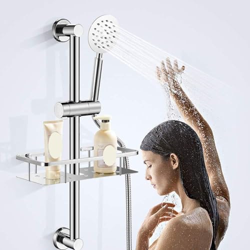 Adjustable Shower Head Holder for Slide Bar 18-25MM, ABS Chrome | Universal 18-25MM O.D. Rail Head Bracket Holder for Slider Clamp Bathroom Replacement 360 Degree Rotation Sprayer Holder