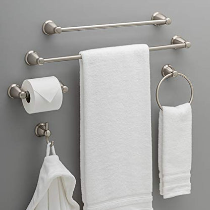 Franklin Brass 5-Piece Satin Nickel Bathroom Set (2) Towel Racks, Ring, Toilet Paper Holder, Hook | Kinla Bath Accessories - color: Satin Nickel, style: 5-Piece Bath Accessory Set