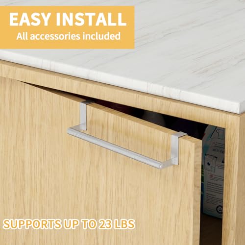 STWWO Kitchen Towel Holder for Cupboard Brushed Nickel | Over Cabinet Door Towel Bar, Over The Door Towel Rack, Stainless Steel Dish Towel Holder Hanger Rv Towel Rack, 2 Pack - color: Brushed Nickel