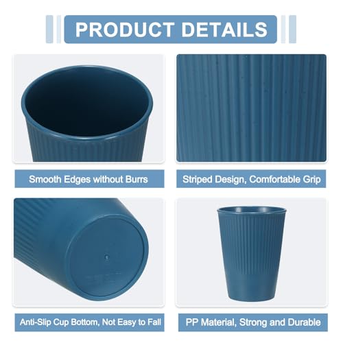 uxcell 4 Pcs Simple Toothbrush Cup, 3.3 x 3.3 x 4.2 Dishwasher Safe Bathroom Tumbler Reusable Plastic Cup Set for Storing Toothpaste Combs, Dark Blue - color: Dark Blue