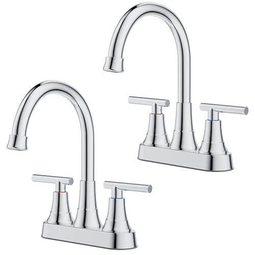 FORIOUS 4 In Centerset Bathroom Faucet Chrome 2 Hole for Commercial 2 Pack | 4 Inch Polished Chrome Bathroom Sink Faucet 2 Hole or 3 Hole for Restroom, 4" Rv Faucet Bathroom for Real Estate Procurement - color: Chrome × 2