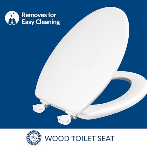 Mayfair Athens Toilet Seat, Easy Clean Hinges and Durable Wood Seat, Elongated, White - size: Elongated