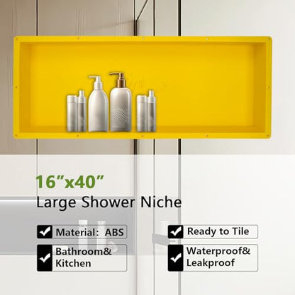 Extra Large Shower Niche 16"X40"(Inside 38" x 14") in Waterproof - Ready Tile Shower Niche Shelf and Easy Installation for Bathroom Niche Storage - Long Niche Wall Insert