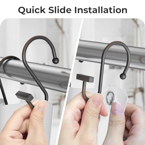 Bathway Shower Curtain Hooks, Shower Curtain Rings Rust Proof, 12PCS Shower Hooks for Shower Curtain, T-Bar Design Convenient Elegant Shower Curtain Hangers for Bathroom Kitchen Wardrobe, Bronze - color: Bronze