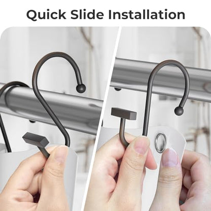 Bathway Shower Curtain Hooks, Shower Curtain Rings Rust Proof, 12PCS Shower Hooks for Shower Curtain, T-Bar Design Convenient Elegant Shower Curtain Hangers for Bathroom Kitchen Wardrobe, Bronze - color: Bronze