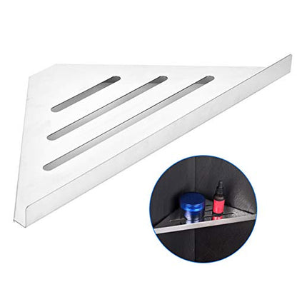GOTOTOP Shower Corner Shelf, Stainless Steel Bathroom Corner Shelf Rack, Polished Hollow Wall Mounted 1 Tier Storage, 10kg Capacity for Home Bathroom Shower (Drilling) - size: Drilling