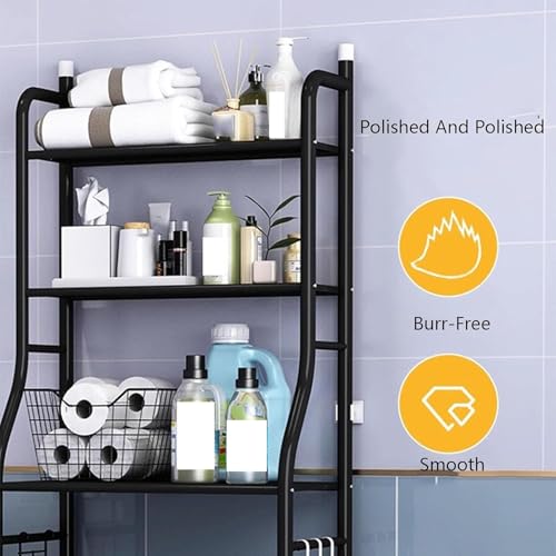 Over The Toilet Storage Shelf 3 Tiers Bathroom Organizer Rack with Paper Holder Not Included(White) - color: White