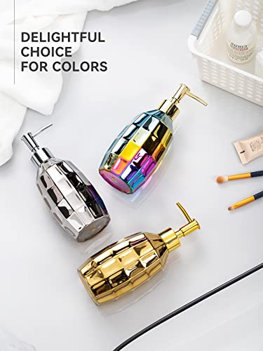 Silver Bathroom Accessory Set, Mosaic Ceramic Bathroom Accessories Set Include Lotion Dispenser, Toothbrush Holder Tumbler, and Soap Dish - color: Silver 015