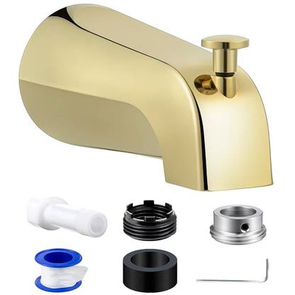 Dreyoo Tub Spout, Tub Faucet for Bathtub (Polished Brass,Simple) | Bathroom Bathtub Faucet with Adapters, Hex Wrench, Universal Faucet for Bathtub Fits 1/2" Copper Pipe, 1/2" IPS and 3/6" IPS - color: Polished Brass, style: Simple