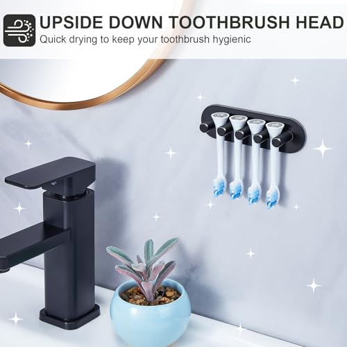 Electric Toothbrush Head Holder, Toothbrush Holders Wall Mounted, Adhesive Tooth Brush Head Holder Organiser, Electric Toothbrushs Holder, Shower Tooth Brushing Holder (Black, Large) - color: Black, size: Large