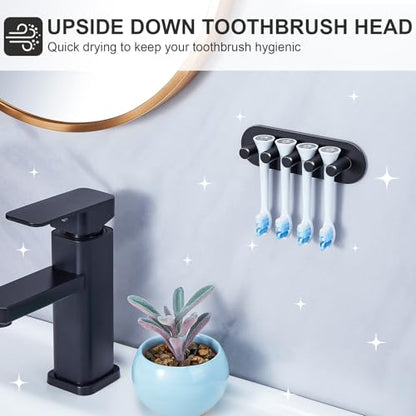 Electric Toothbrush Head Holder, Toothbrush Holders Wall Mounted, Adhesive Tooth Brush Head Holder Organiser, Electric Toothbrushs Holder, Shower Tooth Brushing Holder (Black, Large) - color: Black, size: Large