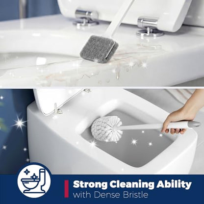 Holaloha Toilet Brush and Holder Set, Compact Design, 3 Pack, White | Bathroom Accessories, Ergonomic Handle, Space Saving, Dense Bristles, Deep Cleaning, Scrubber, with 3 Groove Gap Brushes
