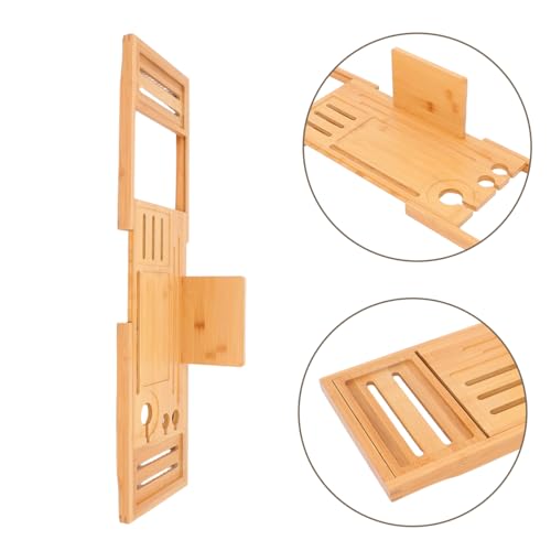 Cabilock Bathtub Tray Board Expandable Design Bath Tub Table for Bathroom Bamboo Spa Tray