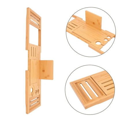 Cabilock Bathtub Tray Board Expandable Design Bath Tub Table for Bathroom Bamboo Spa Tray