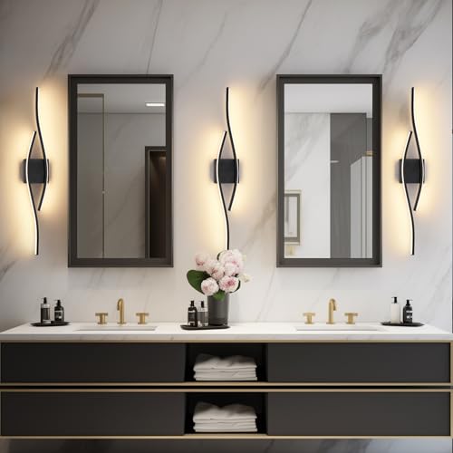 Joossnwell Vanity Light Modern Bathroom Lighting Fixture Over Mirror Black | 31.5 Inch Vanity Light Bar Dimmable 5CCT Vanity Lighting Led Bath Wall Lamp - color: Black, size: 31.5 inch long