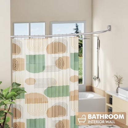 Curved Shower Curtain Rod for Bathroom, 40-72 Inches Adjustable Shower Rod | Rustproof Shower Curtain Rod with Rotating Brackets for Extra 30% Shower Space, 0.9MM thickness Need to Drill, Brush Nickel - color: Brush Nickel