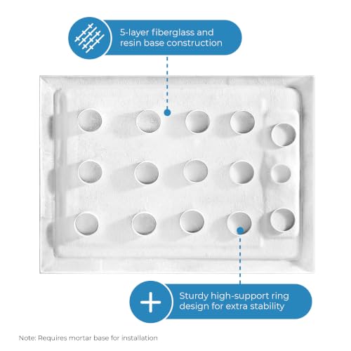 OVE Decors 54x36" Shower Base, White - size: 54 x 36, style: Side Drain