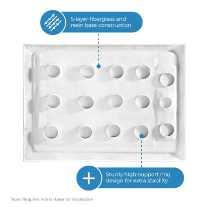 OVE Decors 54x36" Shower Base, White - size: 54 x 36, style: Side Drain