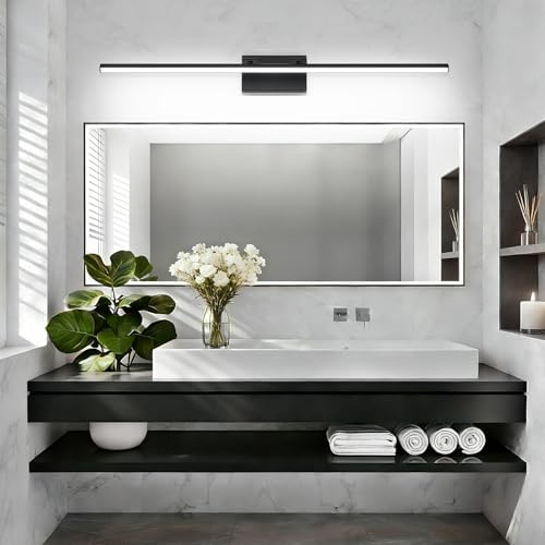 LED Bathroom Vanity Light, Modern Bathroom Light Fixture Over Mirror (Cool White 6000K), Vanity Light Bar with Angle Adjustable, 40 Inch, Black - color: Black-Cool White, size: 40 inch