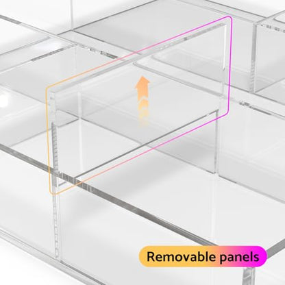 Acrylic Drawer Organizer, 6 Section Clear Makeup Tray Organizer for Drawer Office Bedroom(11.8x11.8 inch) - size: 12'' x 12''