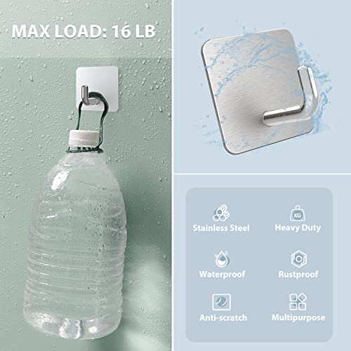 VIS'V Adhesive Hooks, Small Shower Wall Stick on Hooks, Silver, 4 Pcs | Metal Material, Compact Design, Peel and Stick, 2 Extra Adhesive Strips, for Bathroom Kitchen Livingroom Office RV - color: Silver