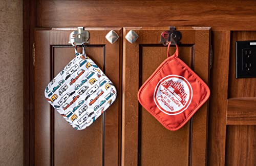 Camco Life is Better at The Campsite Over-The-Cabinet Hooks | Convenient to Use and Fits 3/4-inch Thick Cabinet Doors | Made of Stainless Steel | 2-Pack (53382), Silver, Small - size: Small