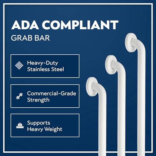 ADA Grab Bar Bundle, White, Pack of 3, 18/36/42 in | 1.5 in Diameter, Toilet Grab Bars, Commercial Restrooms, Shower Use, Bundle of Multiple Lengths - color: White