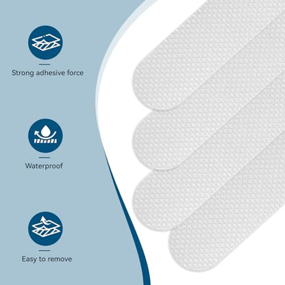 Anti-Skid Strips for Tub and Bathroom, 24-Pack Transparent | Grip Pads with Applicator Tool, Slip-Resistant Safety Set, For Washroom Floors, Steps, Stepladders, Spa Surfaces