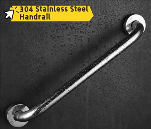 Grab Bar Featuring Anti-Slip Handrail Bathroom Bathtube Shower Safety Rail 304 Stainless Bathroom Grab Bar for Elderly Disabled Injury - size: 19.6inch