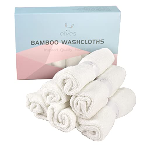 elves Bamboo Viscose Face Cloth - Soft Washcloths for Baby & Adult - Organic Wash Clothes for Body and Face 10'' x 10'' - Reusable Makeup Remover Face Towel - Set of 6 (White) - color: White