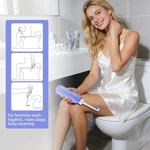 Hibbent Portable Bidet Sprayer and Travel Bidet with Hand Held Bidet Bottle for Personal Cleansing Use Extended Nozzle - Personal Hygiene Care Toilet Bidet Shower/Bathroom Bidet Spray -21.8oz(620ml) - color: Purple, style: 620ml