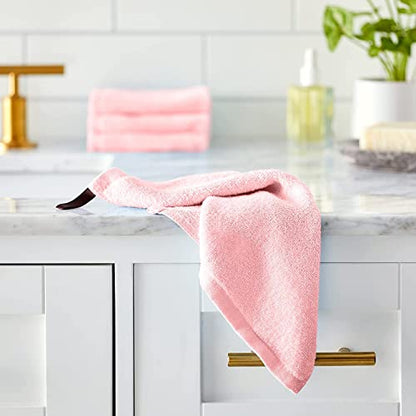 Crafty Cloth Ultra-Soft Viscose Bamboo Washcloth Set (4 Pack) | Reusable Gentle Cleansing Towels | 12×12 Fast-Dry Machine Washable | Luxurious Skin-Friendly Comfort | Pink - color: Pink, size: Plain 4-Piece Set
